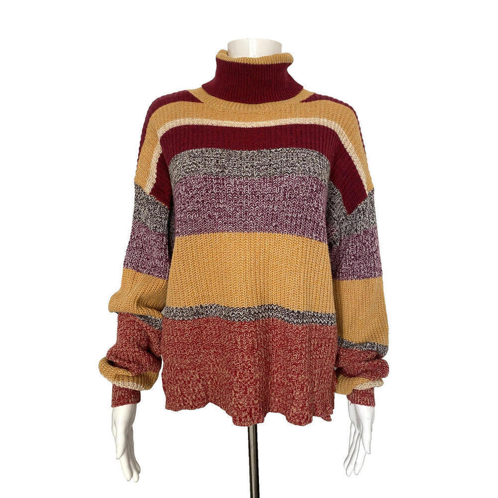 Urban Outfitters Multicolored Turtleneck Sweater S/M Long Sleeve Cotton Oversize